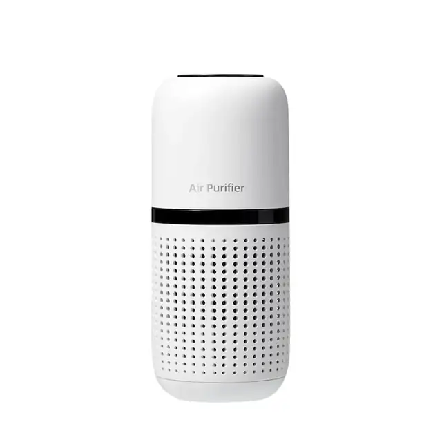 Purificator de aer pentru masina, Filtru HEPA, Baterie 800mAh, Sterilizare UV, Alb