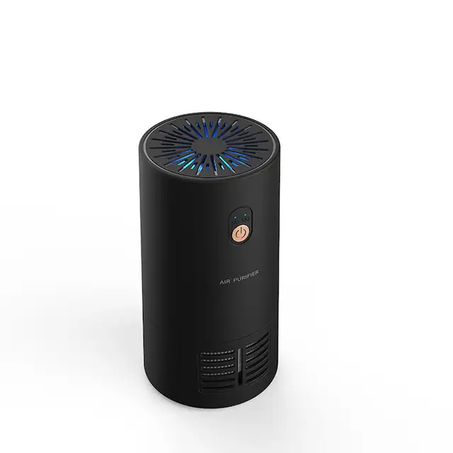 Purificator de aer ioni negativi, Filtru HEPA, Retine particulele 2.5 PM, elimina mirosul si fumul, interfata USB, silentios, Negru