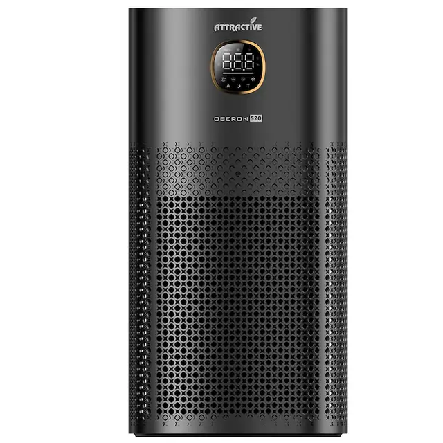 Purificator aer Oberon 520, Pana la 62 m2, Filtru HEPA antivirus de mare eficienta H13, Super-ioni ecologici, Negru