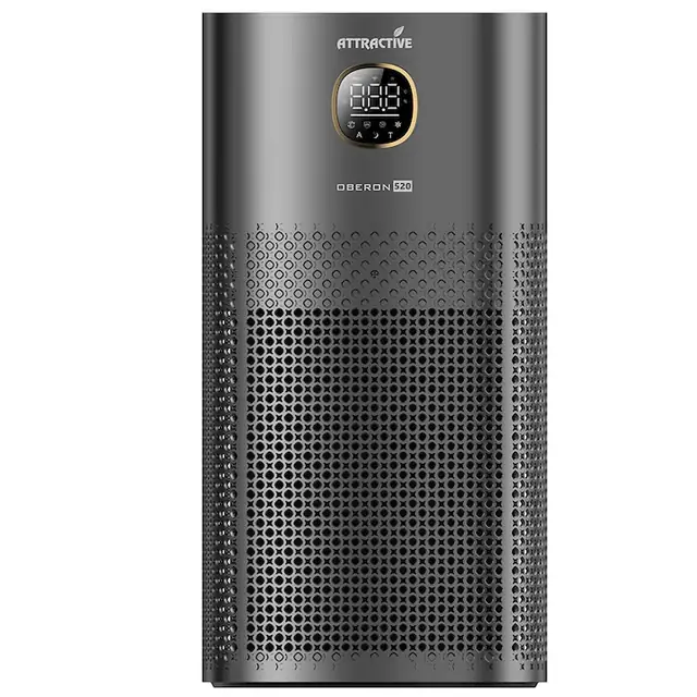 Purificator aer Oberon 520, Pana la 62 m2, Filtru HEPA antivirus de mare eficienta H13, Super-ioni ecologici, Gri inchis
