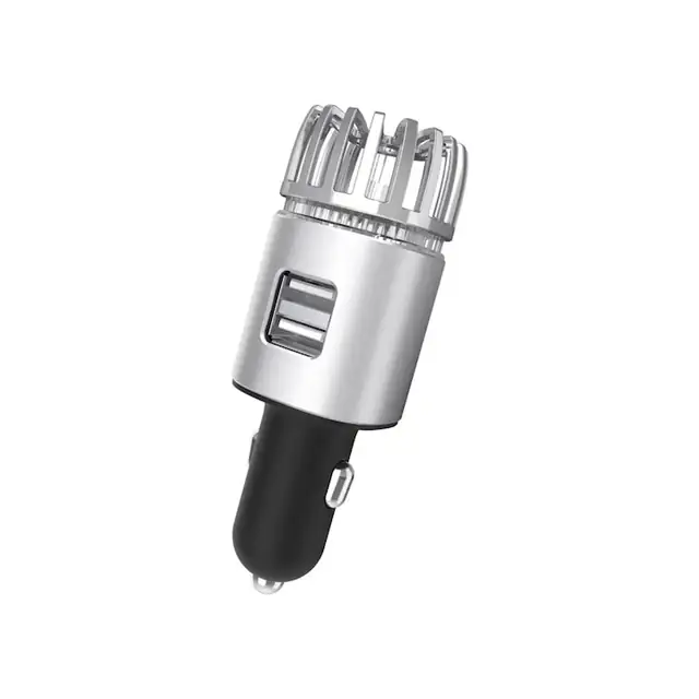Purificator De Aer Ionic si Incarcator Auto Z ZYNERA™, Dual USB, alimentare 12V/DC, iesire 5V, 2.1A, 5600000 ioni negativi pe metru cub, Alb
