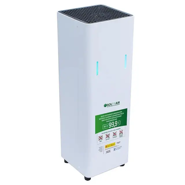 Purificator catalitic de aer, Solfixair, Model SFOP001, Aluminiu, Alb, 28 m²