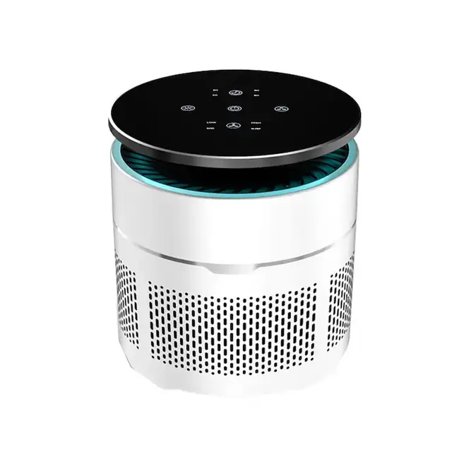 Purificator de aer, Filtru 3 in 1, True Hepa, Carbune Activ 360°, Functie Ionizare, Lampa UV-C, elimina mirosurile neplacute, 4 trepte de viteza, zgomot redus, Mod Nocturn, Panou de control Touch Screen, Lumina de Veghe, Alb