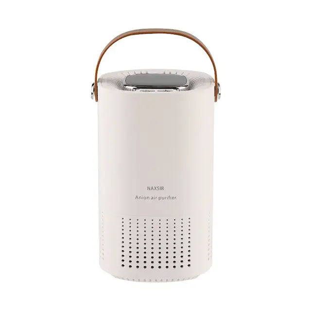 Purificator de aer, NAXSIR, Filtru HEPA si Carbon, Display LED, 2 trepte de viteza, Ionizare, Masina/Acasa, Alb
