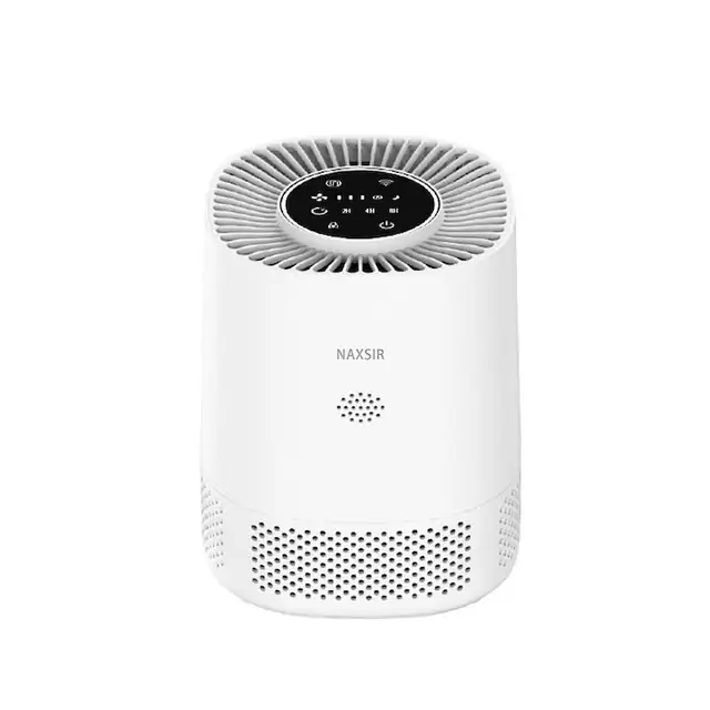 Purificator de aer Smart Wi-Fi, NAXSIR, Filtru 3 in 1 True HEPA H13, 3 trepte de viteza, Super Silent, Ionizare, Panou Comanda Touch Screen, App control, Alb