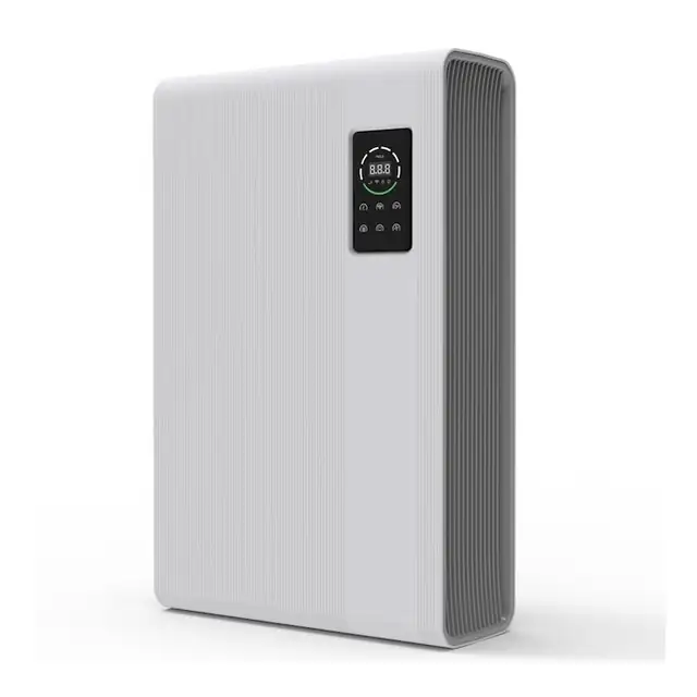 Purificator, montat pe perete, pentru uz casnic, indepartarea mirosului, dezinfectie germicida UV, reducere a zgomotului, telecomanda pentru telefonul mobil, sursa de alimentare prin conectare, purificare de inalta eficienta, alb, 610X381X150MM