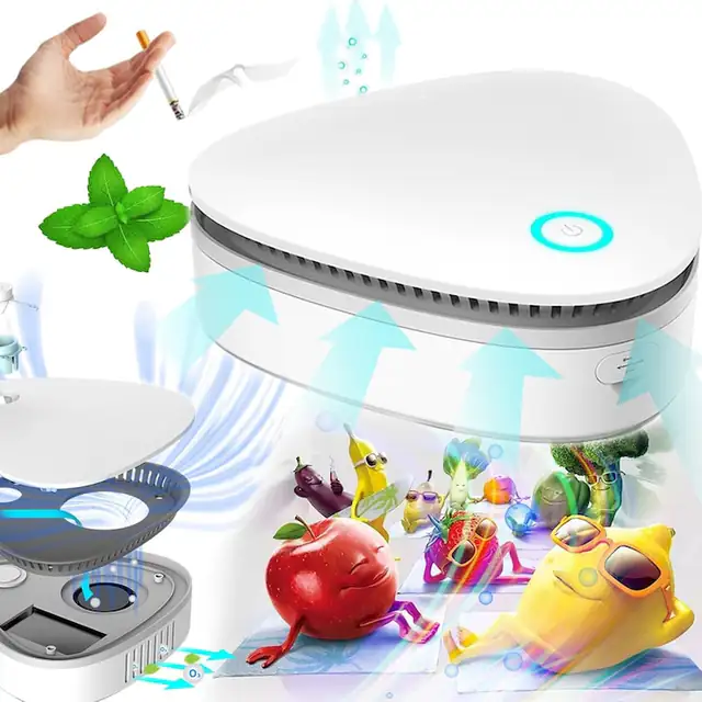Purificator de aer cu Ozon, Puepoul, 3 W, 3 Moduri, pentru spatii cu suprafete intre 10-30 mp, 20 mg/h, Adaptor USB inclus, Portabil, Sterilizare, Dezinfectare, Elimina Mirosurile pentru Suprafete Mici, Frigider, Geanta Sala, Baie, Birou, Alb