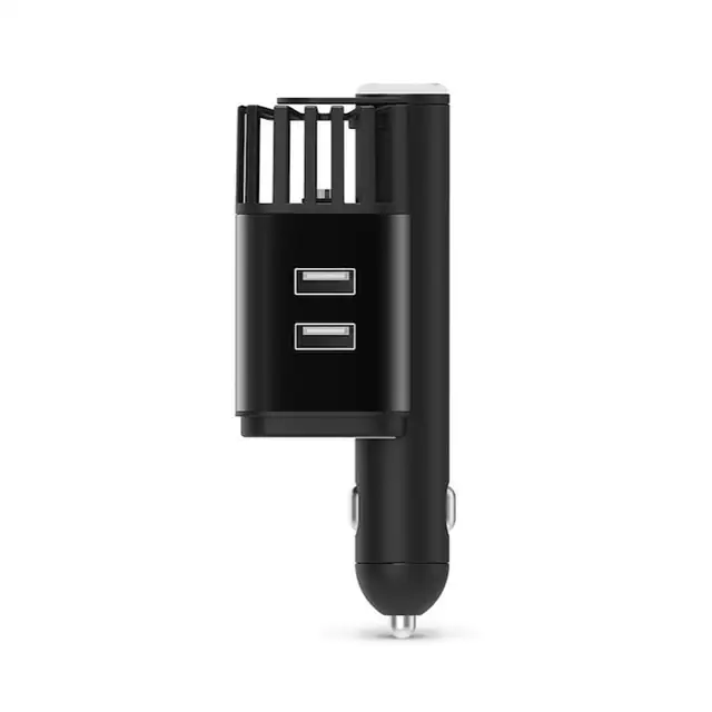 Purificator Auto, 2 in 1, ProClean, negru, 12.1 cm inaltime si 4.8 cm latime, din aliaj de aluminiu si ABS, este rezistent la zgarieturi si uzura, 2 porturi USB pentru incarcare rapida, elimina mirosurile neplacute