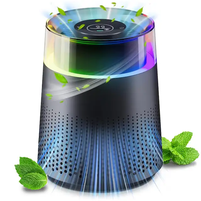 Purificator de Aer Xenomo® FRESH AIR, Ultrasilentios, 3 Moduri de Functionare, Afisaj Digital, Lumini Ambientale RGB, Filtru HEPA, Carbon Activ