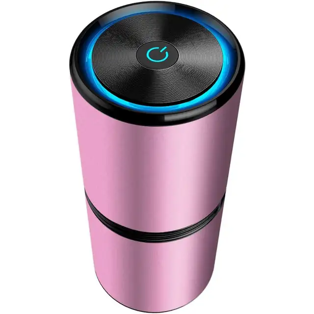 Purificator de aer portabil pentru masina Zouan, 12 milioane de ioni negativi, USB, silentios, roz, 65mm x 153mm