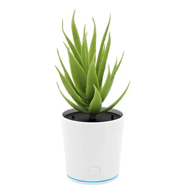 Purificator de aer, Portabil, Indeparteaza mirosurile neplacute si daunatoare, Banda de iluminat LED, Incarcare USB, in forma de Plant Mixt de Aloe, Alb/Verde deschis