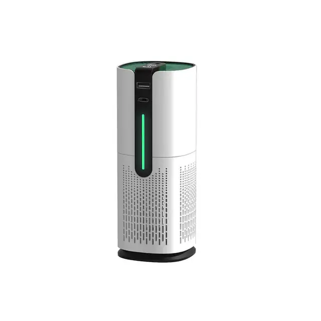Purificator de aer auto, Carbune activ, Filtru HEPA, Lumini cer instelat, Monitorizarea calitatii aerului, Elimina mirosurile praful, polenul, fumul, Ionizare negativa, Port intrare USB Type C, Alb+Filtru HEPA Rezerva