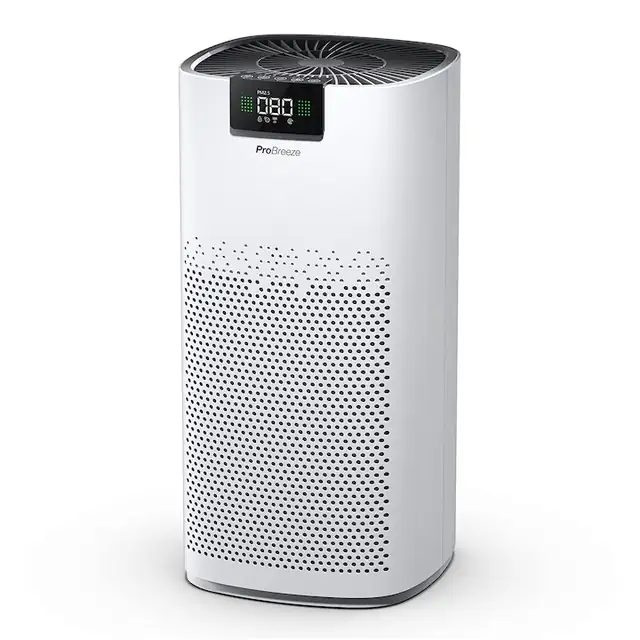 Purificator de aer Pro Breeze, filtrare HEPA 13, lampa UV-C, filtrul cu carbon activ, pentru camere mari de pana la 140m²