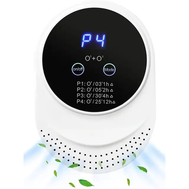 Purificator de aer cu ozon, WALALLA, 5W, 150mg/h, potrivit pentru suprafete de pana la 30 de metri patrati, 4 moduri de functionare, afisaj LCD, 5 milioane de ioni negativi, alb