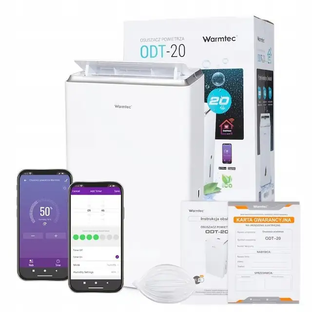 Dezumidificator Warmtec Odt-20, Furtun De Drenaj, Manual De Utilizare In Limba Romana, Emultimax, Suprafata De Dezumidificare Pana La 34 M², Rezervor Pentru Condens De 4, 2 L, Flux De Aer 170 M³/H, 36 x 57 x 20 cm, Alb