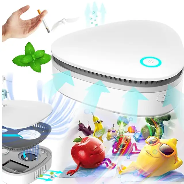 Purificator de aer cu ozon, ZOUN, pentru dulap, frigider, toaleta, dulap de pantofi, 3 moduri, USB reincarcabil, portabil, sterilizator, alb