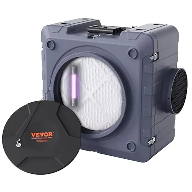 Purificator de aer VEVOR, 800 CFM, cu tehnologie UV-C, filtrare 3 etape, portabil, dimensiuni 39,4x21,6cm