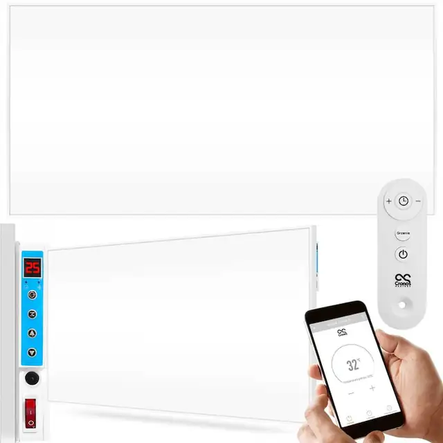 Panou radiant Cronos 600W cu WiFi si pilot, alb, 60x100cm, set complet