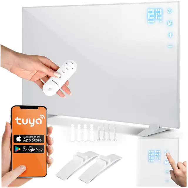 Panou de incalzire infrarosu 600W, control WiFi, Tuya Smart, design minimalist, IPX4, montare pe perete sau libera, Berdsen
