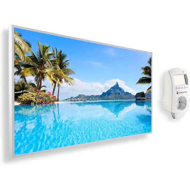 Panou radiant electric 1000W Konighaus, imagine Bora Bora, set complet, 600x1200x10cm, alb