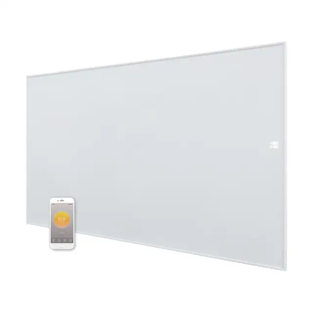 Panou Incalzire Radiant Ambianzza 5HL1207 Touch Wifi, 850 W, Alb, cu Display temperaturi, fara telecomanda, de perete sau portabil de pardoseala, 1203x753x15 mm