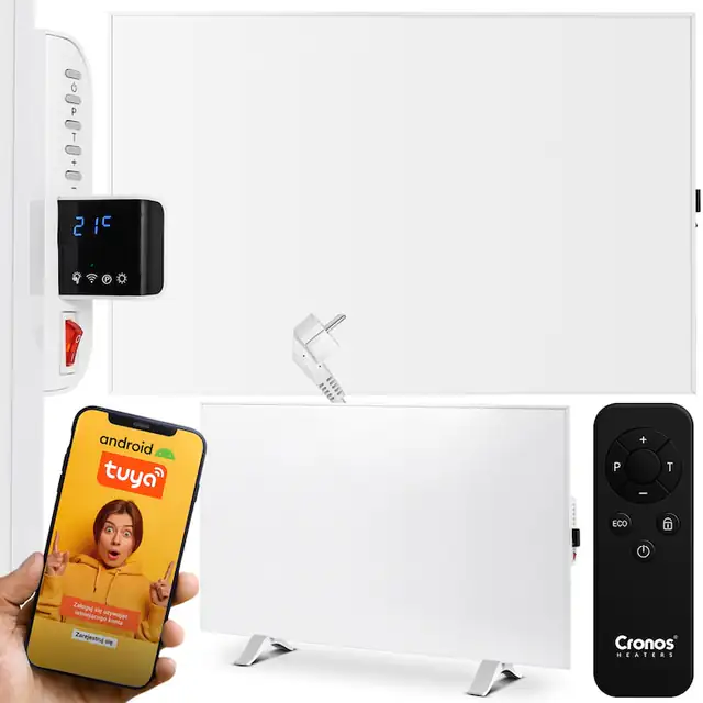 Panou radiant Cronos CRP-980TP alb 120x80cm set cu picioare si telecomanda
