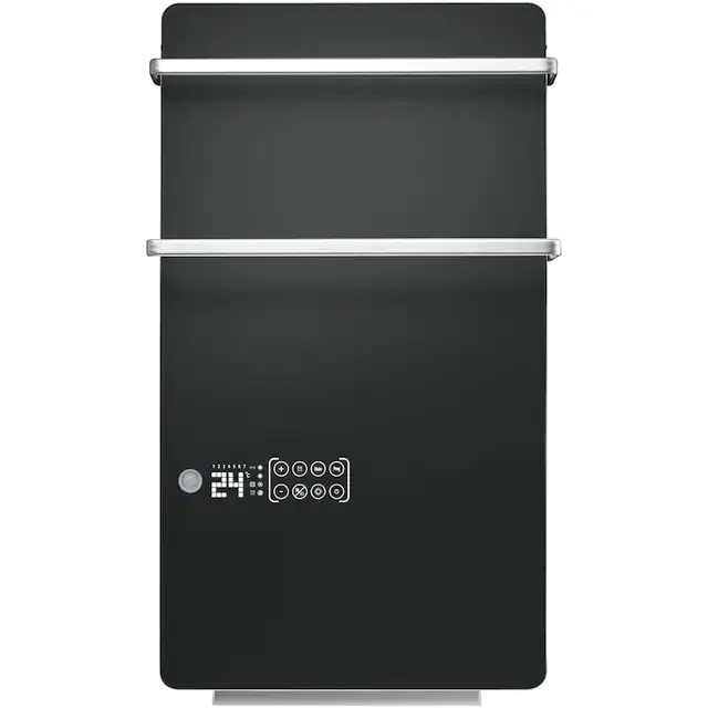 Incalzitor de baie din sticla Tesy GH200BW, 2000 W, touch control, proramator saptamanal, port prosop, display LED, negru