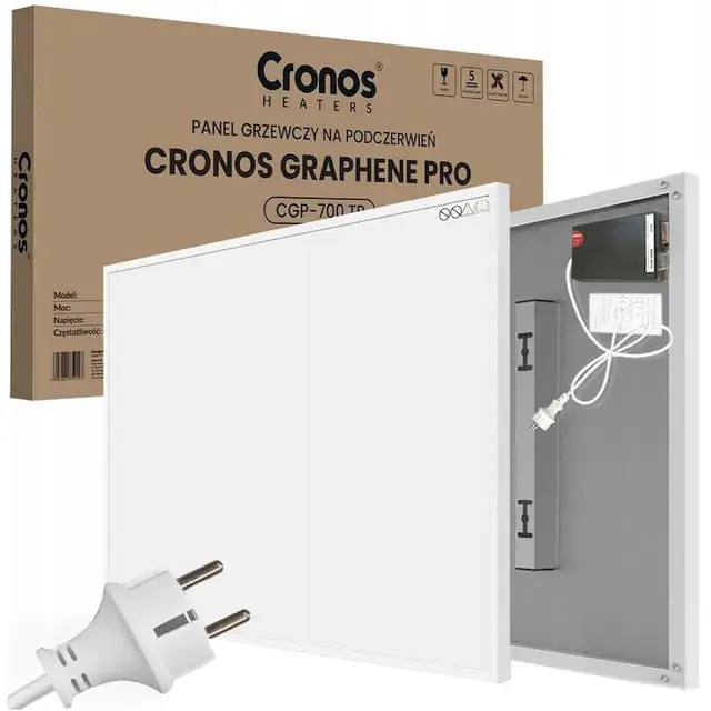 Set Panou De Incalzire Ir Cronos Graphene Pro Cgp-700Twp Alb Cu Telecomanda, Cronos, Cgp-700 Twp, 122 Cmx62 Cmx1.5 Cm, Putere 700W, Tensiune Ac 220-240V, FRecventa 50/60Hz, Elemente De Incalzire Cristal De Carbon+Grafen, Alb