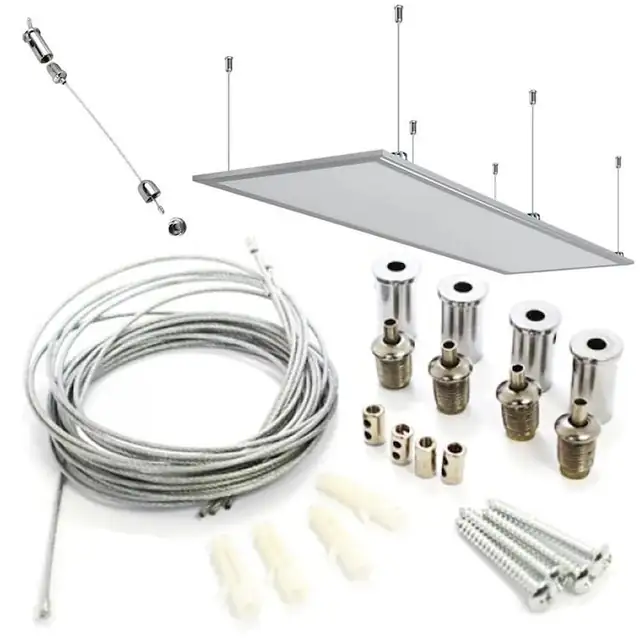 Kit de montare pe tavan pentru incalzitoare cu tub radiant Cronos, lungime cablu 1m, din otel inoxidabil