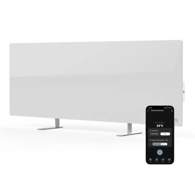 Incalzitor electric AGH0001S, AENO Premium Eco Smart, 700W, economie de energie, sticla calita, incalzire cu raze infrarosii + convectie, WiFi, pardoseala/perete, alb, pentru uz in incapere