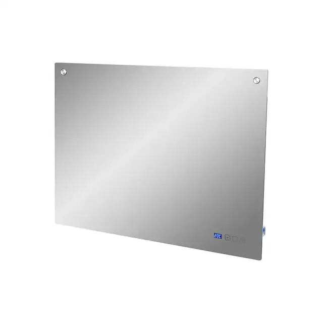 Panou radiant tip oglinda cu infrarosu, Eurom, Sani WiFi 600, control prin aplicatie, panou de control tactil, rezistent la stropi, timer, programare saptamanala, fara aburire, 80 x 60 cm, argintiu