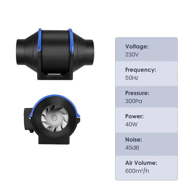 Ventilator de 6 inch, capacitate mare de aerisire, functionare silentioasa, set de ventilatie