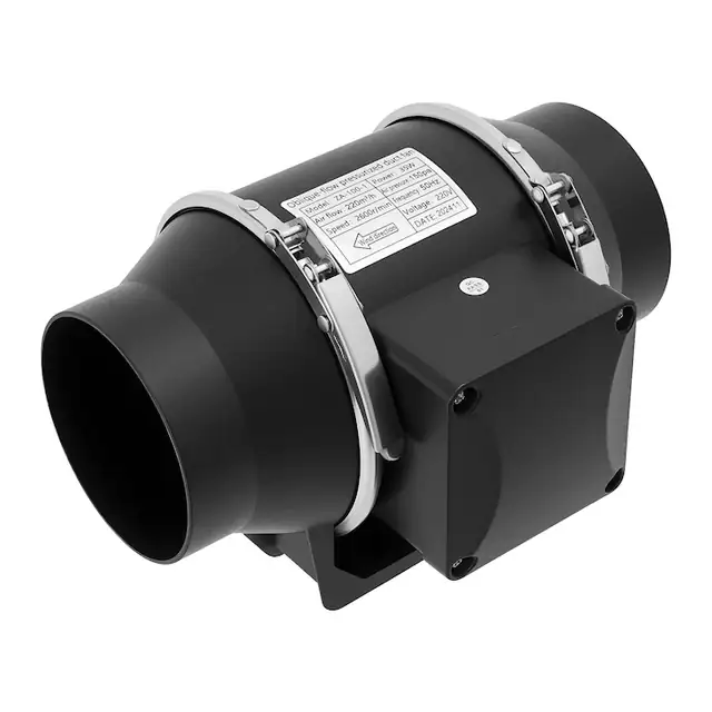 Ventilator de evacuare, design duct inline, functionare silentioasa, negru, 220V