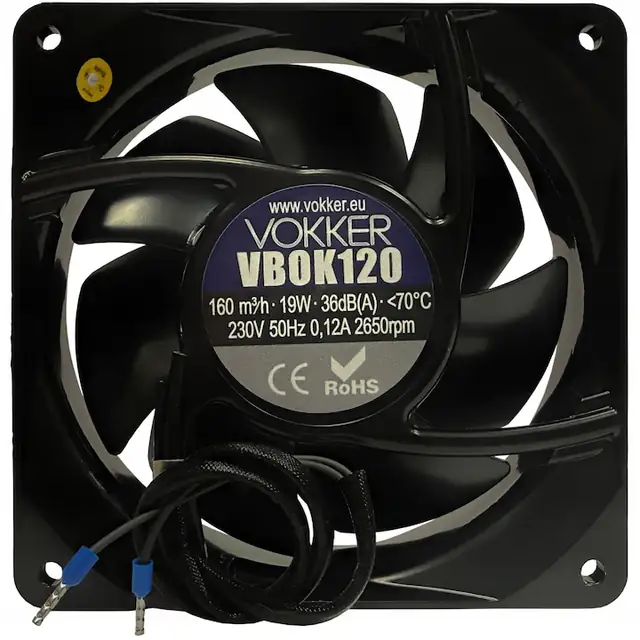 Ventilator osioy Vokker VBOK120, 160m3/h, 70C, 19W, 0,7kg