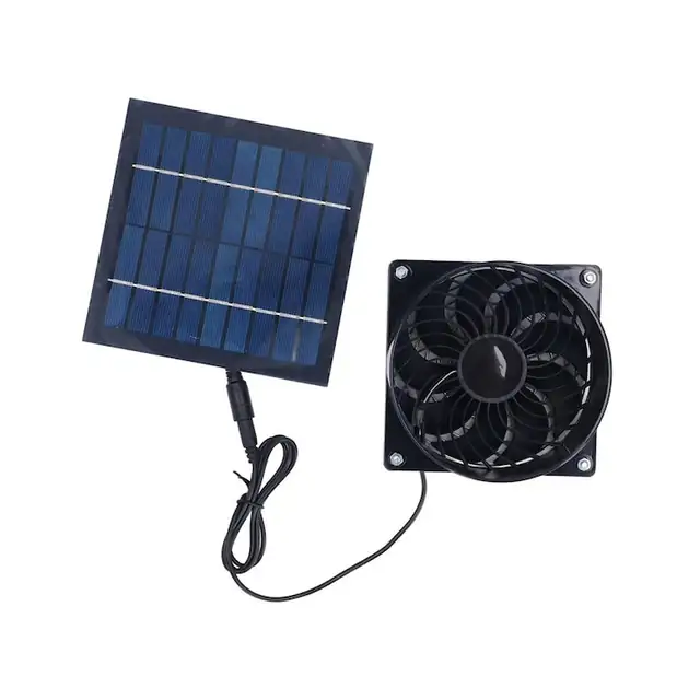 Ventilator de evacuare solar, eficient, negru, 12x12x10cm, set