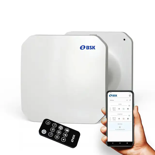 BSK ZEPHYR Sistem de ventilatie cu recuperare de caldura si flux alternativ, control Wi-Fi, senzori de temperatura & umiditate si telecomanda - Telescopic