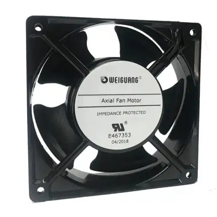 Ventilator axial patrat, cooler 120x120x38 – 20W cu rulment, nivel de zgomot redus